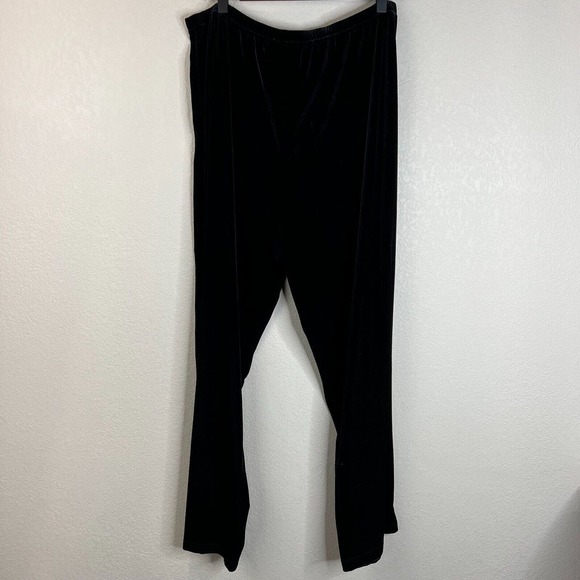 Harlow Women Black Velvet Straigth Pants Size 2X High-Rise Elastic Waist Pull On - Picture 1 of 10